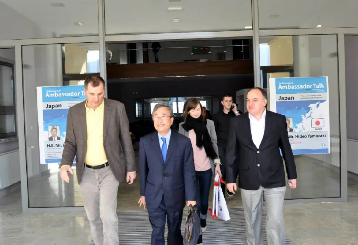 HE Hideo Yamazaki Ambassador of Japan gave a lecture at IUS