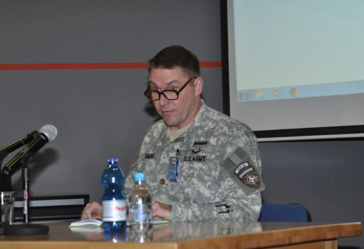 U.S. Army Major Gregory Roman gave a lecture at IUS