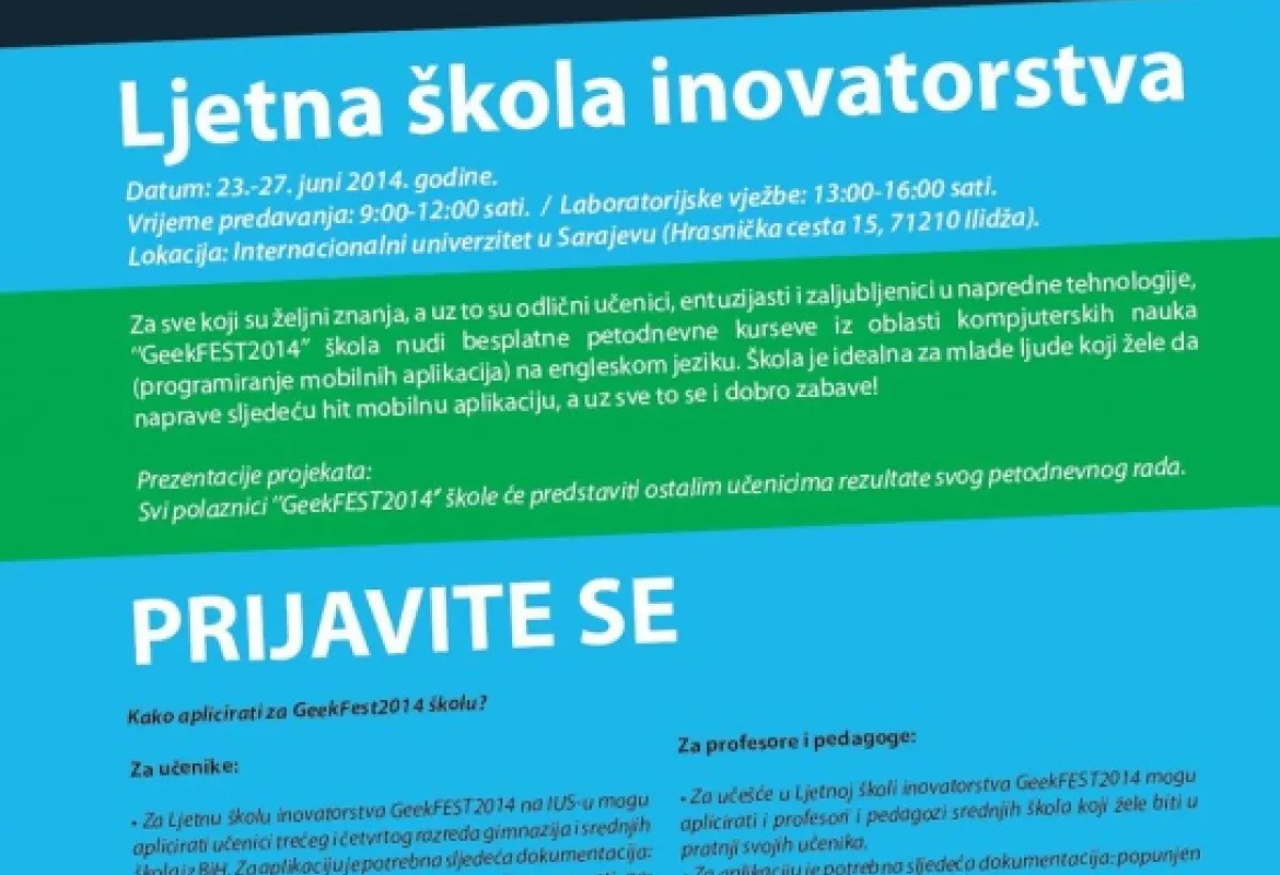 Summer School of Innovation “GeekFEST 2014”