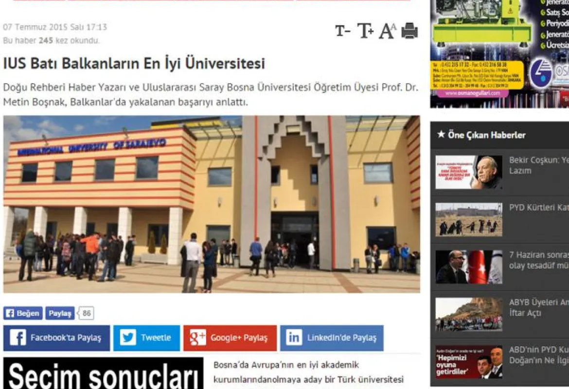 IUS Batı Balkanların En İyi Üniversitesi