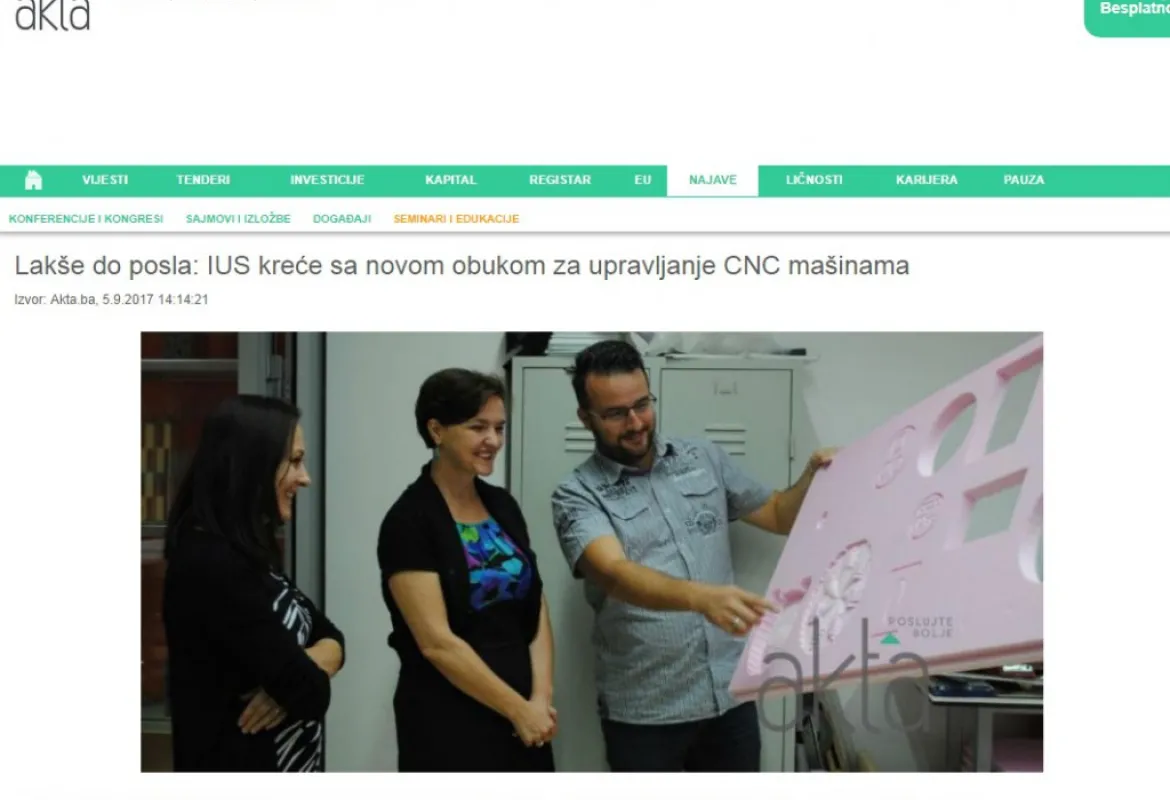 One Step Closer to Employment: IUS is Starting New CNC Operator Training