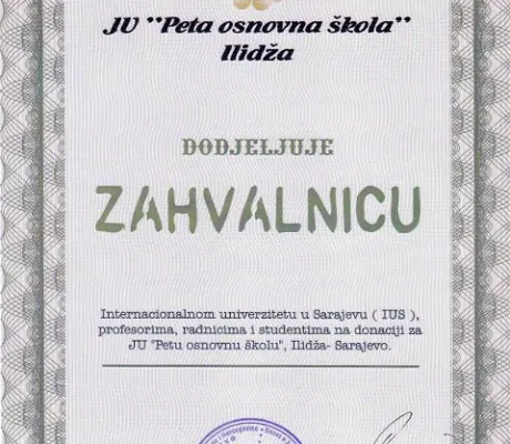 Students and employees of IUS donate to the Fifth Primary School, Ilidža