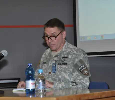 U.S. Army Major Gregory Roman gave a lecture at IUS