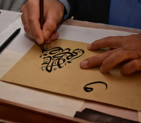 Workshop on calligraphy and tazhip for Department of Arts