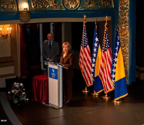 Students attend speech by US State Secretary