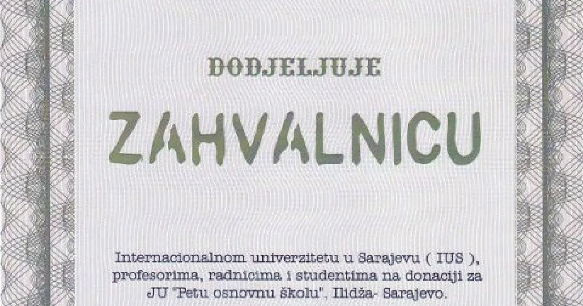 Students and employees of IUS donate to the Fifth Primary School, Ilidža