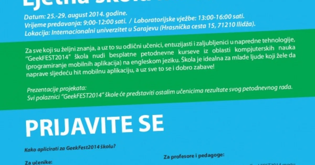 Summer School of Innovation “GeekFEST 2014”