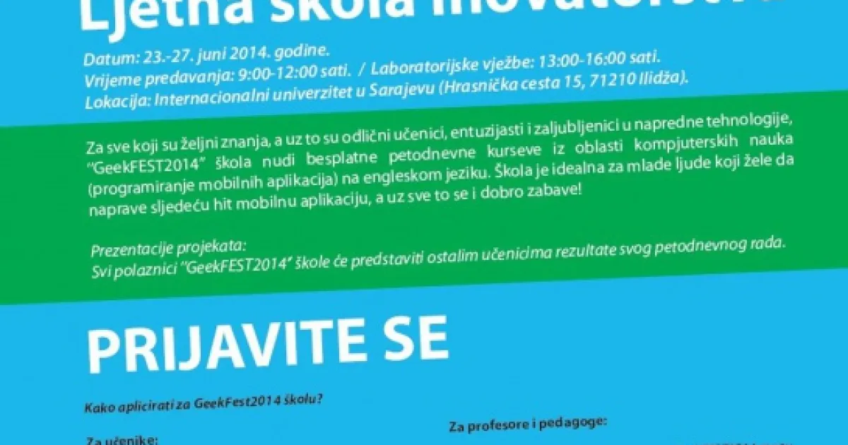 Summer School of Innovation “GeekFEST 2014”