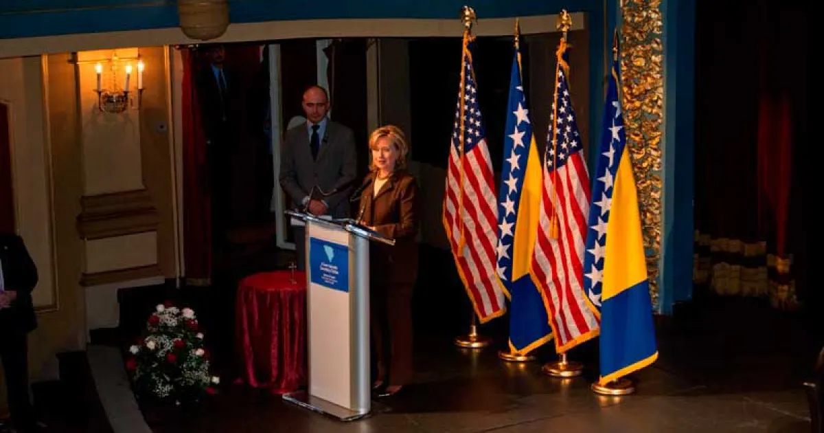 Students attend speech by US State Secretary