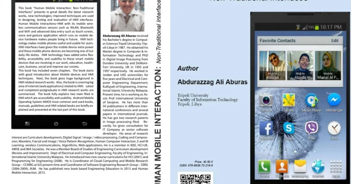Asst. Prof. Dr. Abdurrazag Ali Aburas published a book titled Human Mobile Interaction