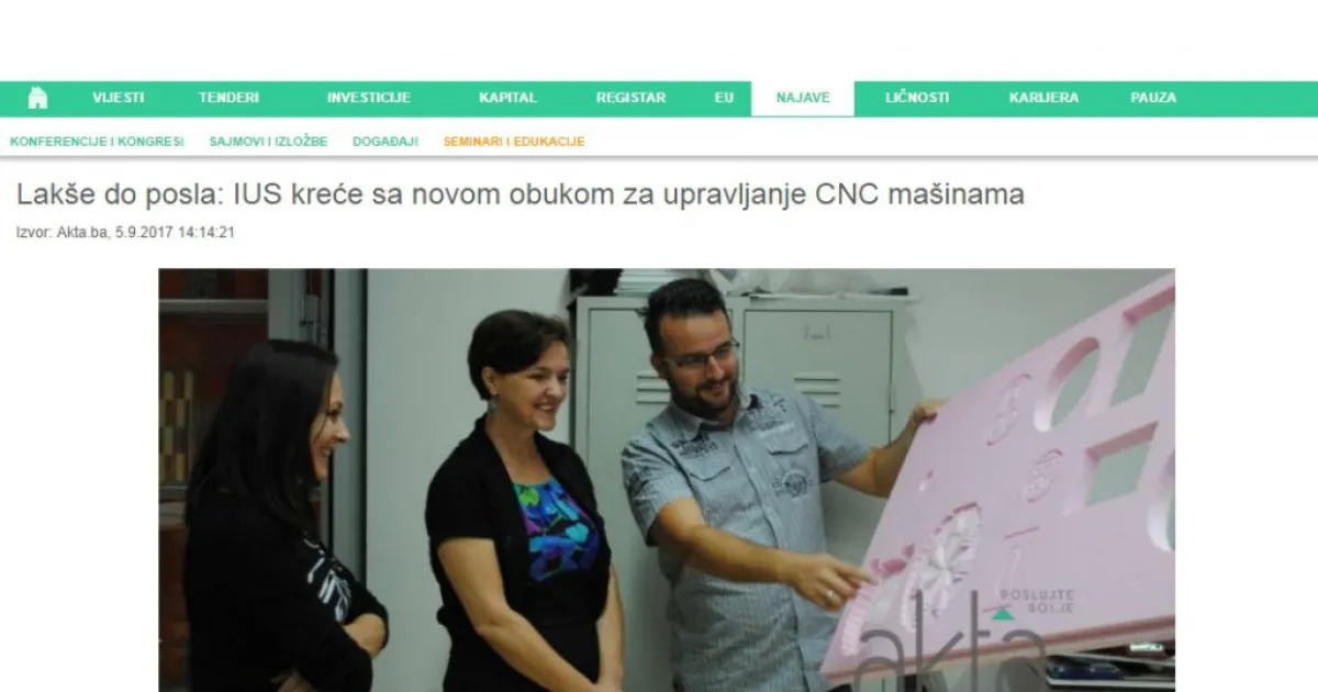 One Step Closer to Employment: IUS is Starting New CNC Operator Training